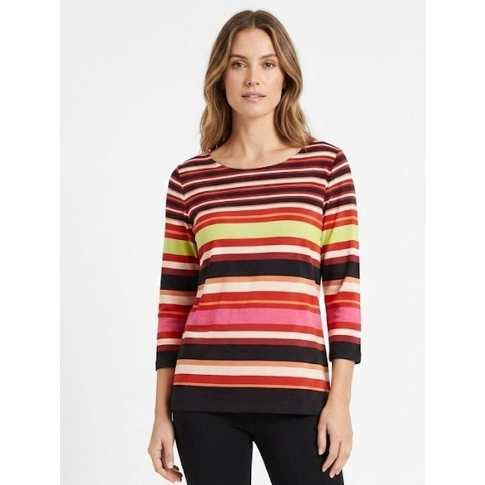 Ruby Rd. Striped Top Blouse Cotton Spandex Casual Lightweight 1X